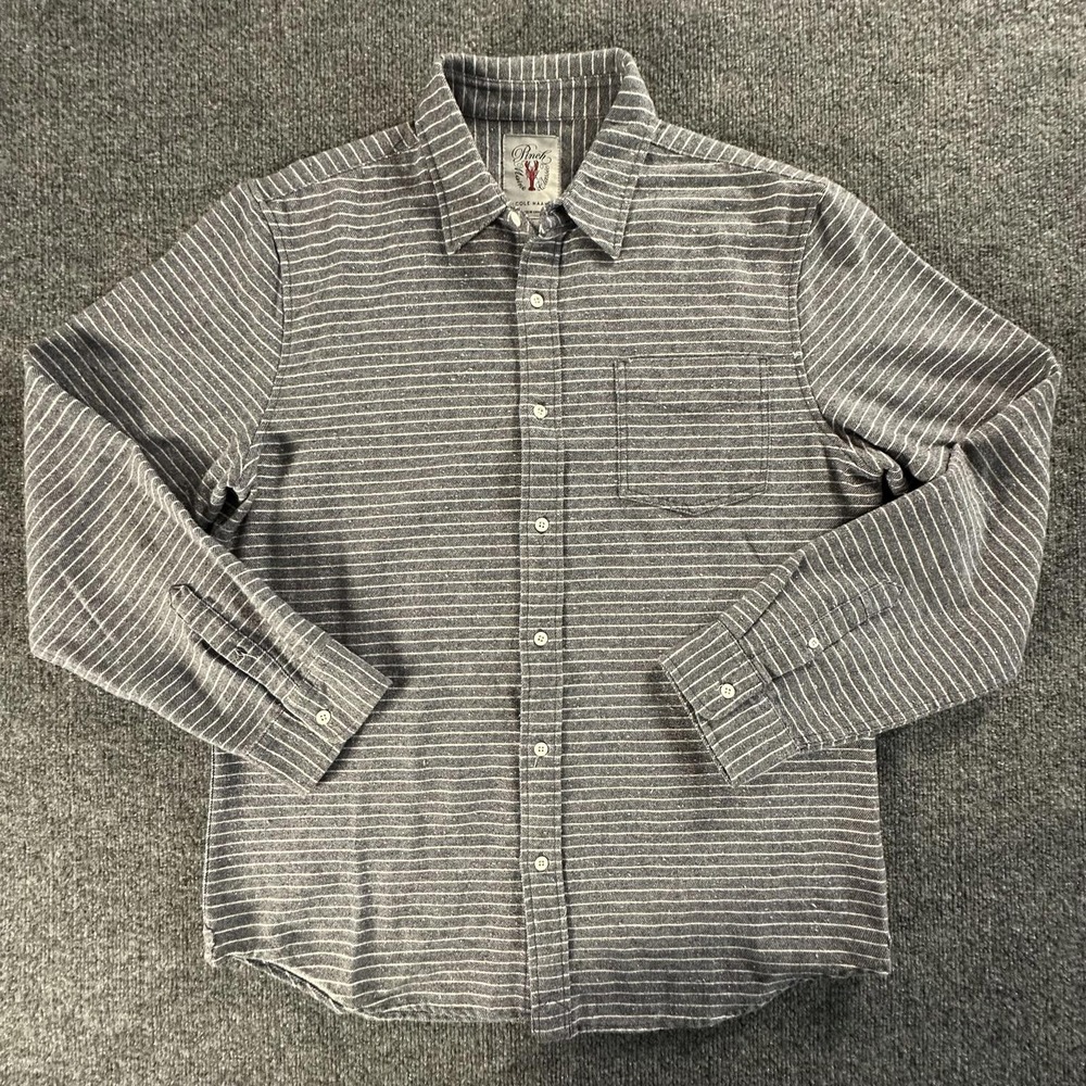 Cole Haan Pinch Maine Classic Mens XL Grey Striped Long Sleeve Button Shirt 637